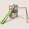 Aire de jeux pour enfant 2 tours avec portique et mur d'escalade - FUNNY Big Climbing - Vue 3/4 gauche