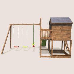 Aire de jeux pour enfant maisonnette avec portique - COTTAGE - Vue de dos