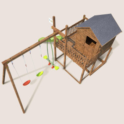 Aire de jeux pour enfant maisonnette avec portique - COTTAGE - Vue de sessus