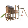 Aire de jeux pour enfant maisonnette avec portique et mur d'escalade - COTTAGE FUNNY - Vue 3/4 droite