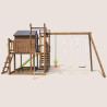 Aire de jeux pour enfant maisonnette avec portique et mur d'escalade - COTTAGE FUNNY - Vue de face