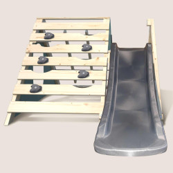 Aire de jeux en bois Hercule - Toboggan et escalade, 18 mois et + - Vue de face