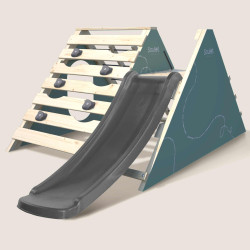 Aire de jeux en bois Hercule - Toboggan et escalade, 18 mois et + - Vue 3/4 gauche