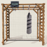 Aire de jeux en bois traité multisport Odin – Mur d’escalade, barre de traction, sac de frappe, cage de foot - Vue de face