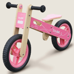 Draisienne bois rose pour enfant - Vue 3/4 gauche