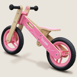 Draisienne bois rose pour enfant - Vue de dos