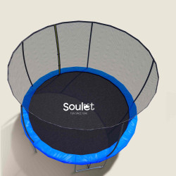 Trampoline extérieur 3m66 pour enfants avec filet de protection - Vue de dessus