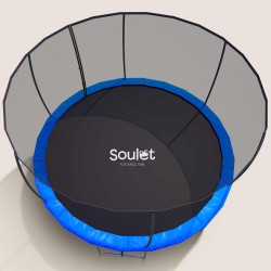 Trampoline extérieur 4m27 pour enfants et adultes avec filet de protection - Vue de dessus