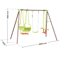 Portique en acier 3 agrès et balancelle - Malo - Dimensions