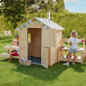 Cabane en bois avec table et mini-cuisine pour enfants – Blanche - Usage familial en extérieur