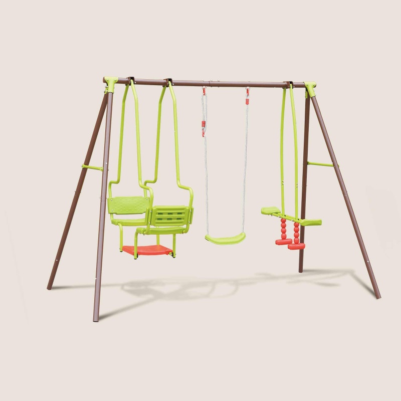 Portique en acier 3 agrès et balancelle - Malo