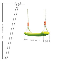 Balançoire en plastique verte (agrès) - Dimensions
