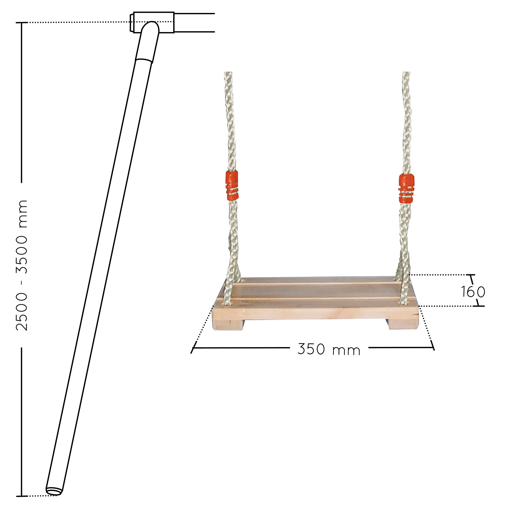 Balançoire en bois, assise balançoire pour portique - Soulet