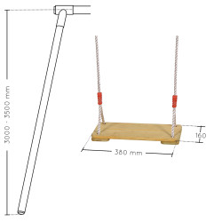 Balançoire bois réglable 3,00m à 3,50m - Dimensions