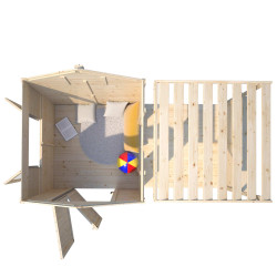 Cabane en bois avec pergola pour enfants - Eugénie - Vue de l'interieur