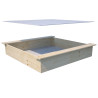 Bac à sable en bois avec toit inclinable - Avec une bâche de fond et une bâche de dessus.