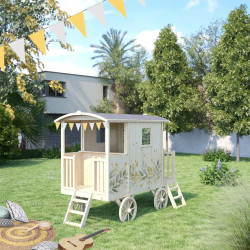 Cabane en bois mobile pour enfant - Roulotte Carry - Pour un usage familial, en extérieur.