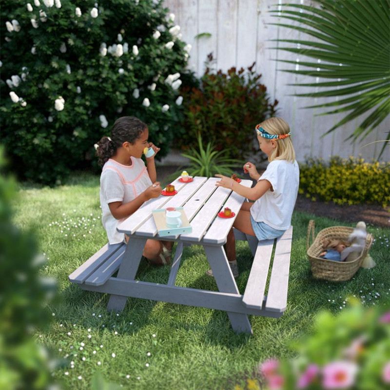 Cabane en bois enfant avec table pique-nique intégrée - Happy Garden