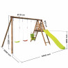 Station en bois traité pour enfant 3 agrès et toboggan et nid - Ankara Nid - Dimensions