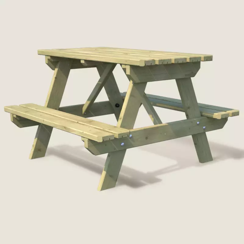Table de Jardin pour Enfant Pliable + Bancs et Dossiers (6 Places