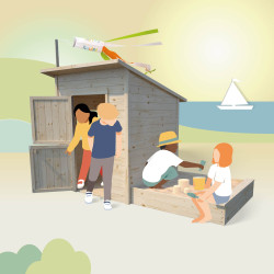 Cabane en bois avec bac à sable pour enfants - Palm Springs - Pour 4 enfants de 3 à 12 ans