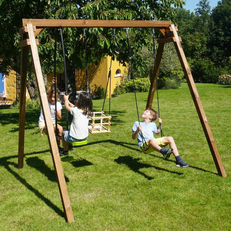 Aoneky - Balançoire En Bois Paulownia - Corde 3.7 M - Charge 160 Kg - Siège 60x20x3 Cm - Jardin, Arbre - Intérieur/extérieur - Confortable Et Robuste
