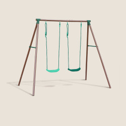 Portique balançoire en métal 2 places MALO - Vue portique fond beige