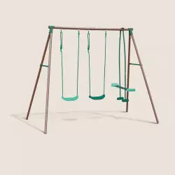 Portique balançoire en métal 3 agrès avec face à face MALO MENTHE