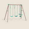 Portique balançoire en métal 3 agrès pour enfant MALO MENTHE - fond beige