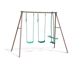 Portique balançoire en métal 3 agrès pour enfant MALO MENTHE - fond blanc