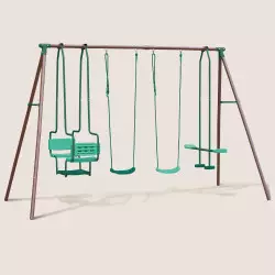 Portique balançoire en métal 4 agrès avec face à face MALO MENTHE