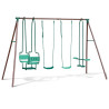 Portique balançoire en acier 4 agrès Malo 6 enfants - vue d'ensemble du produit sur fond blanc