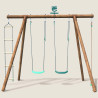 Portique en bois avec corde et échelle 4 agrès - Ernest - Vue face