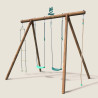 Portique en bois avec corde et échelle 4 agrès - Ernest - Vue 3/4 gauche