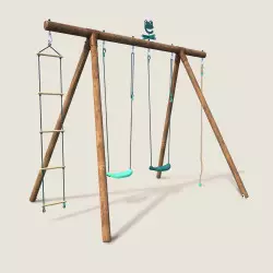 Portique balançoire en bois 4 agrès avec corde et échelle ERNEST