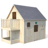 Cabane maisonnette en bois haute sur pilotis pour enfant - Duplex - Vue d'ensemble - Fond blanc