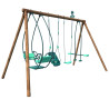 Portique en bois 4 agrès - 6 enfants - Suzanne