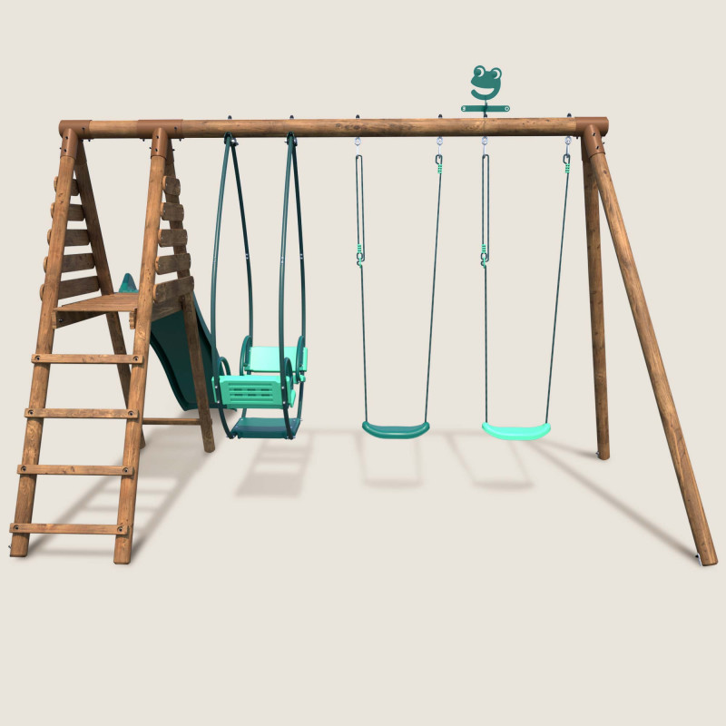 Station en bois avec portique, balançoire et 3 agrès - Narcisse - Vue de dos