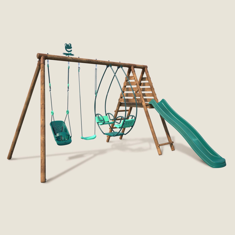 Station pour enfant avec portique et toboggan - Colza - Vue 3/4 droite