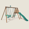 Portique en bois avec balançoire balancelle et toboggan - Nigel