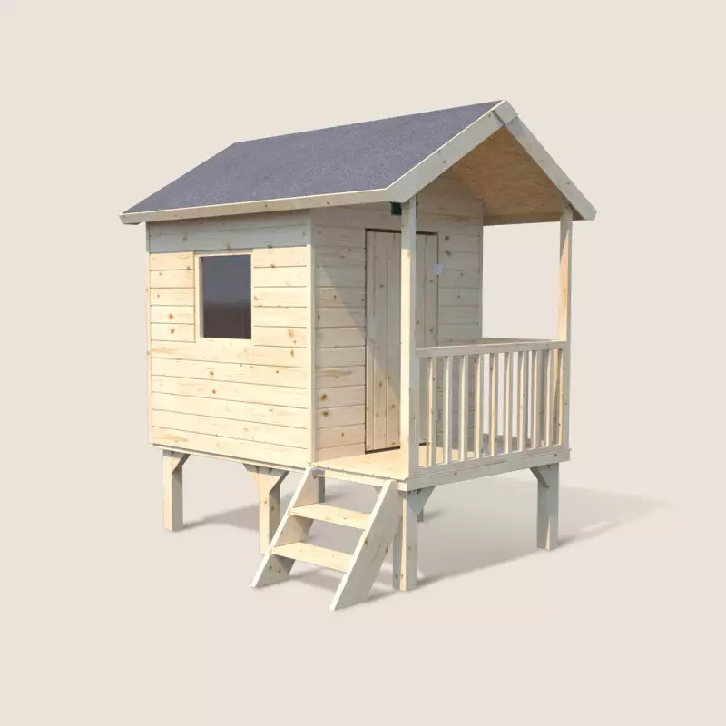 Cabane en bois pour enfant HEIDI - (L) 1,23 x (l) 1,69 x (h) 1,58 m - Aire de jeux, portique