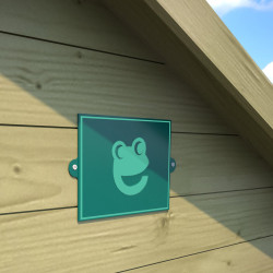 Zoom cabane en bois traité pour enfant - Plaque maisonnette Soulet