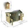 Cabane en bois traité pour enfant avec préau et banc - Hacienda - Dimensions