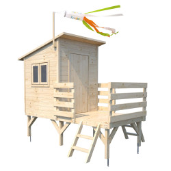 Cabane en bois sur pilotis pour enfants - Oakland - Vue 3/4 droite