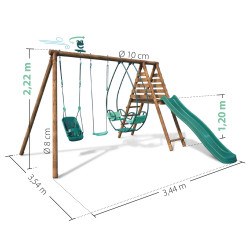 Station pour enfant avec portique et toboggan - Colza - Dimensions.