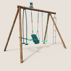 Portique en bois pour enfant 4 agrès - Suzon - Vue 3/4 droite