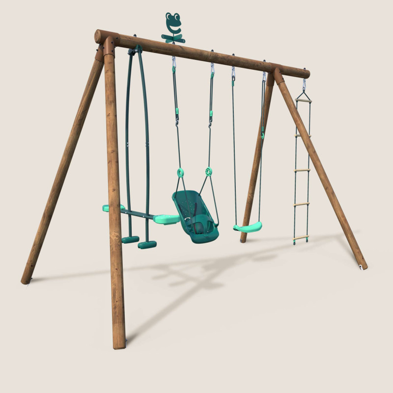 Portique en bois pour enfant 4 agrès - Suzon - Vue 3/4 droite