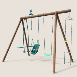 Portique en bois pour enfant 4 agrès - Suzon - Vue 3/4 gauche