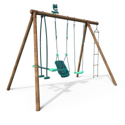Portique en bois pour enfant 4 agrès - Suzon - Vue 3/4 droite