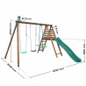Station en bois avec portique, balançoire et 4 agrès - Jonquille  - Dimensions